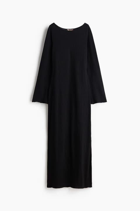 Fine-knit Boat-neck Dress