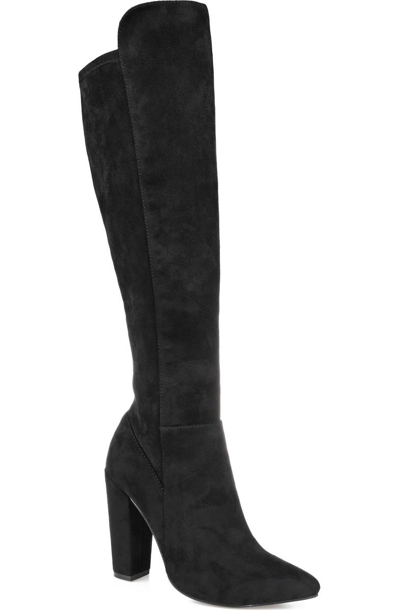 Journee Collection Dominga Block Heel Vegan Leather Boot, Main, color,