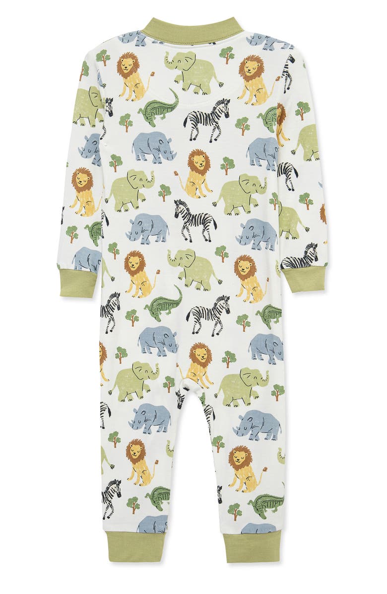Little Me Safari Zip Romper, Alternate, color, Green