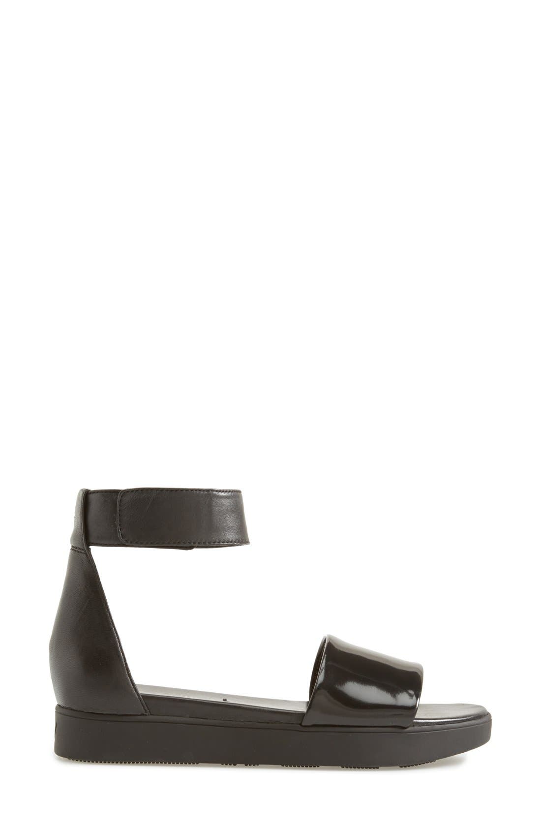 'Cativa' Ankle Strap Leather Sandal, Alternate, color, BLACK/ BLACK