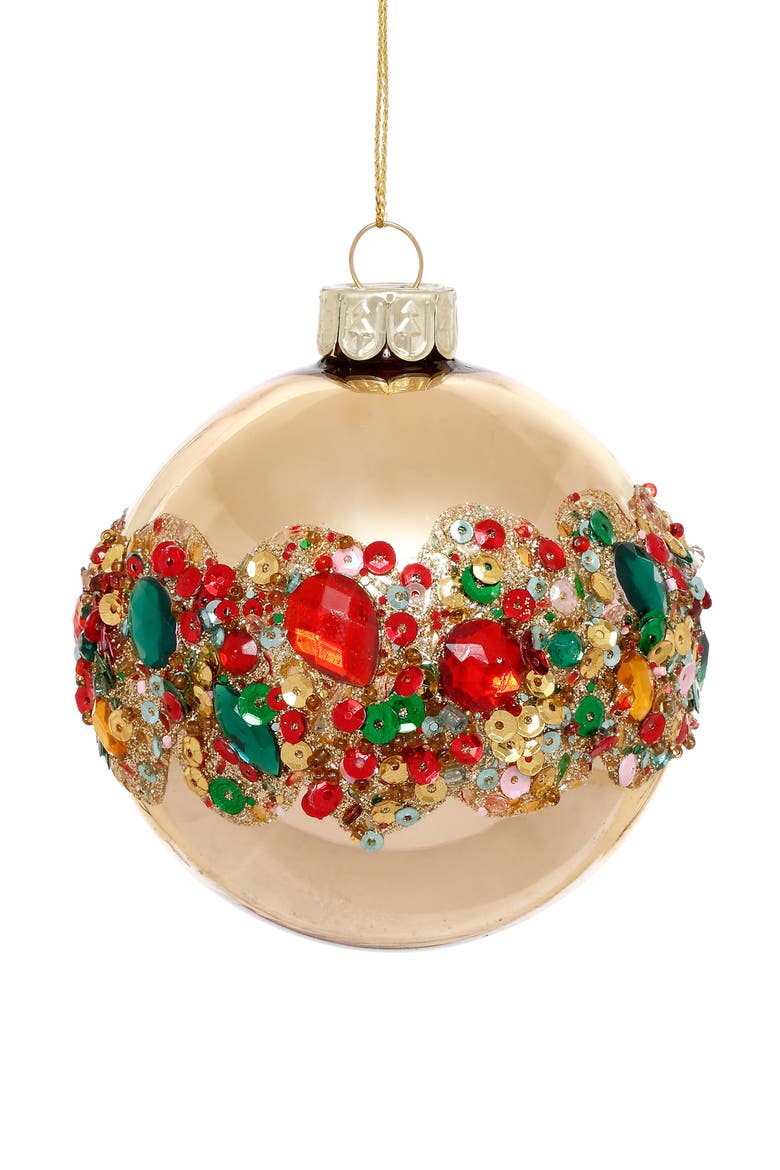 Festive Jeweled Ornament, Box of 6, Main, color, Champagne Gold