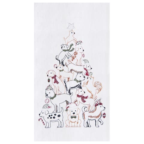 Puppy Christmas Tree Flour Sack Kitchen Towel