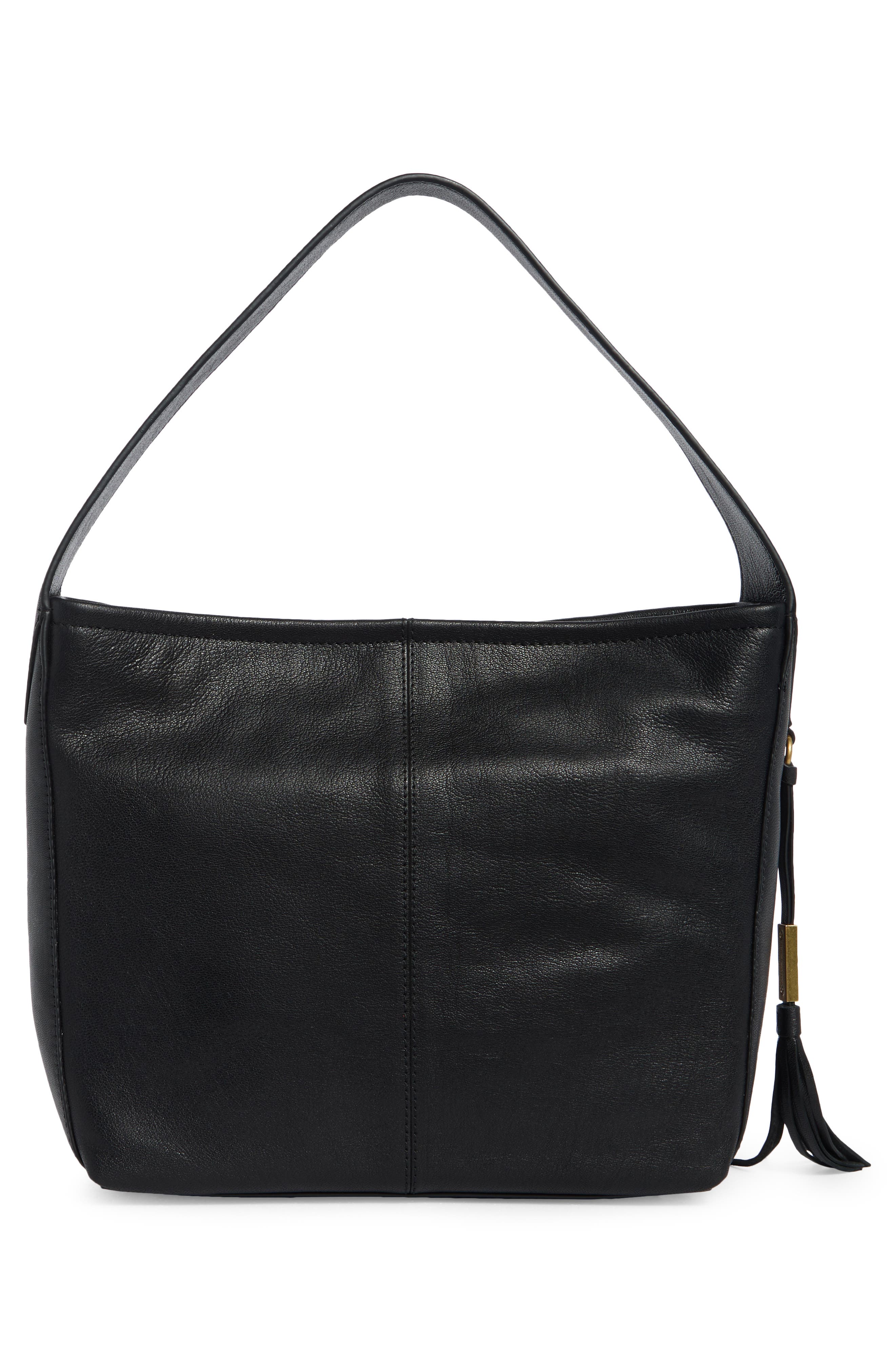 Vince Camuto Aleah Leather Shoulder Bag, Alternate, color, Black 01
