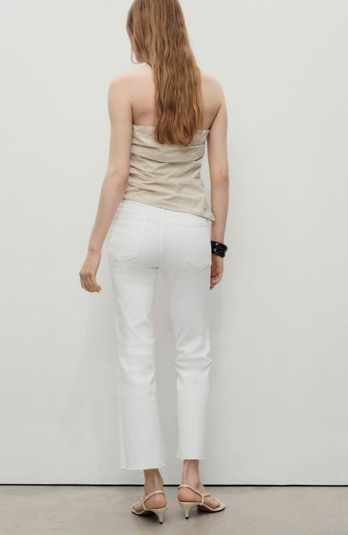 Mango Sienna Raw Hem Crop Flare Jeans In White