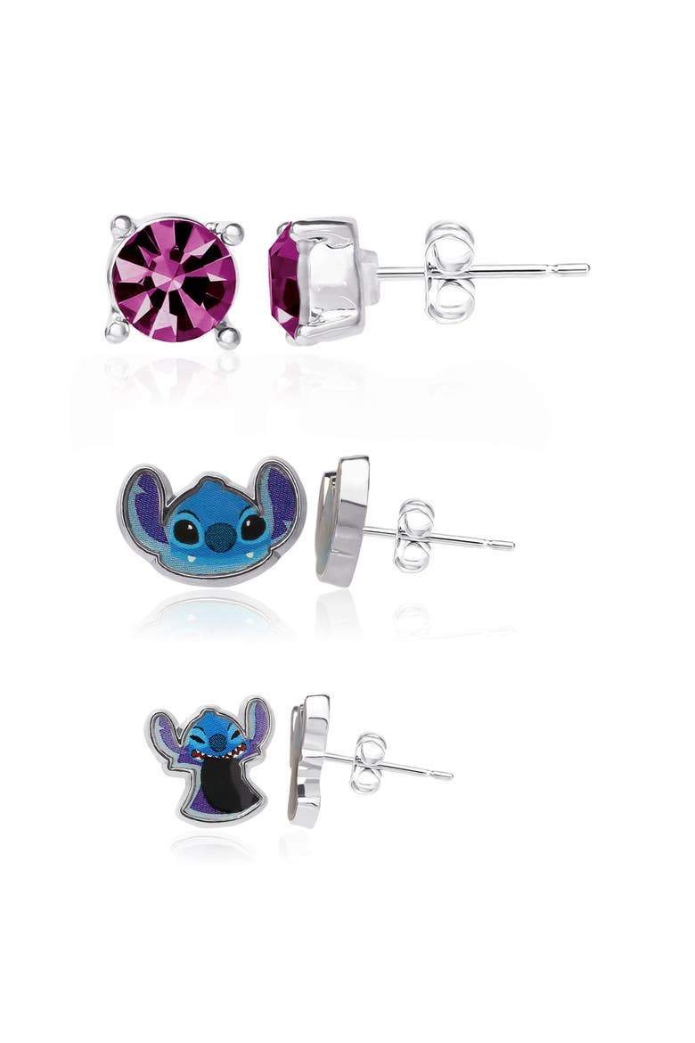 Lilo and Stitch Fashion Earring Set, 3 Pairs, Stud Earrings - Officially Licensed, Alternate, color, Blue