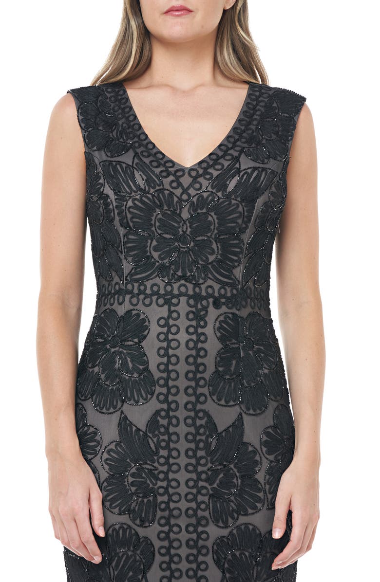 JS Collections Beaded V-Neck Midi Dress, Alternate, color,