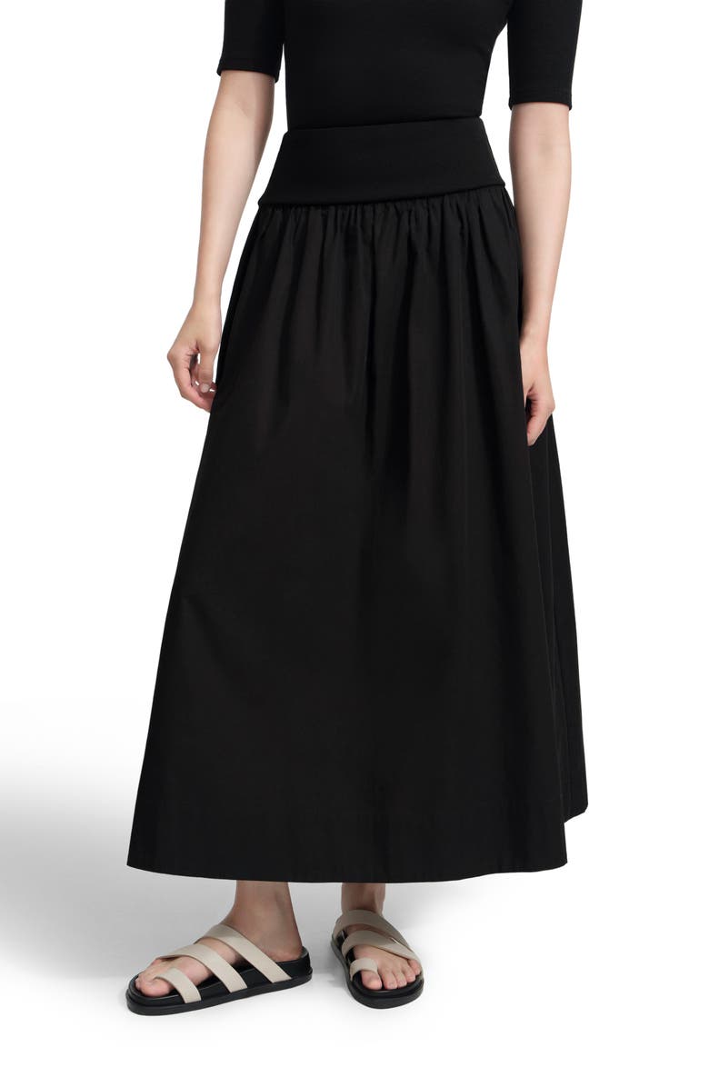 Marcella Throop Cotton Poplin Maxi Skirt, Main, color, Black