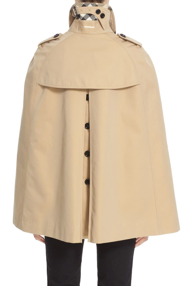 'Wolseley' Cotton Trench Cape, Alternate, color, HONEY