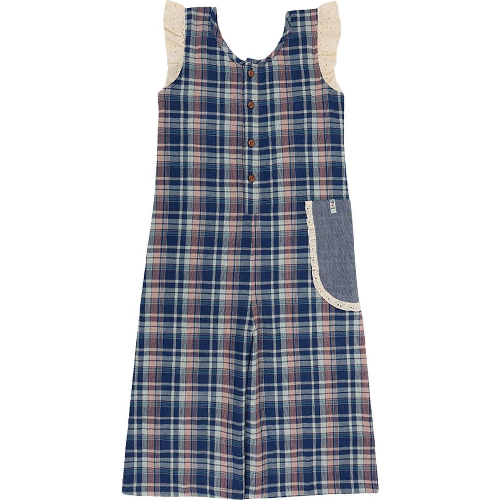 Lilly + Sid Organic Cotton Check Print Jumpsuit in Navy  product