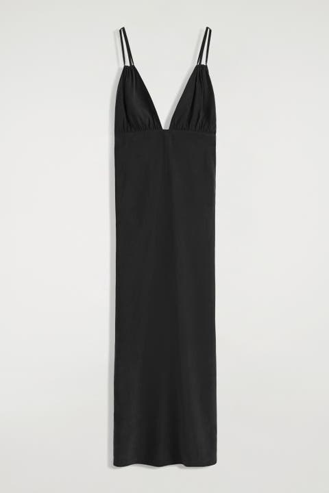Gathered V-Neck Maxi Dress