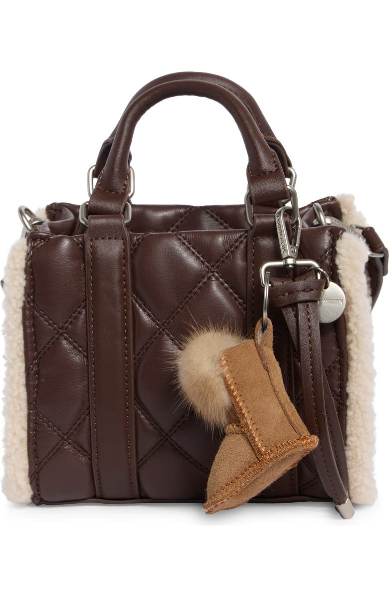 Steve Madden Mannie Quilted Tote Bag, Main, color, Chocolate Brown