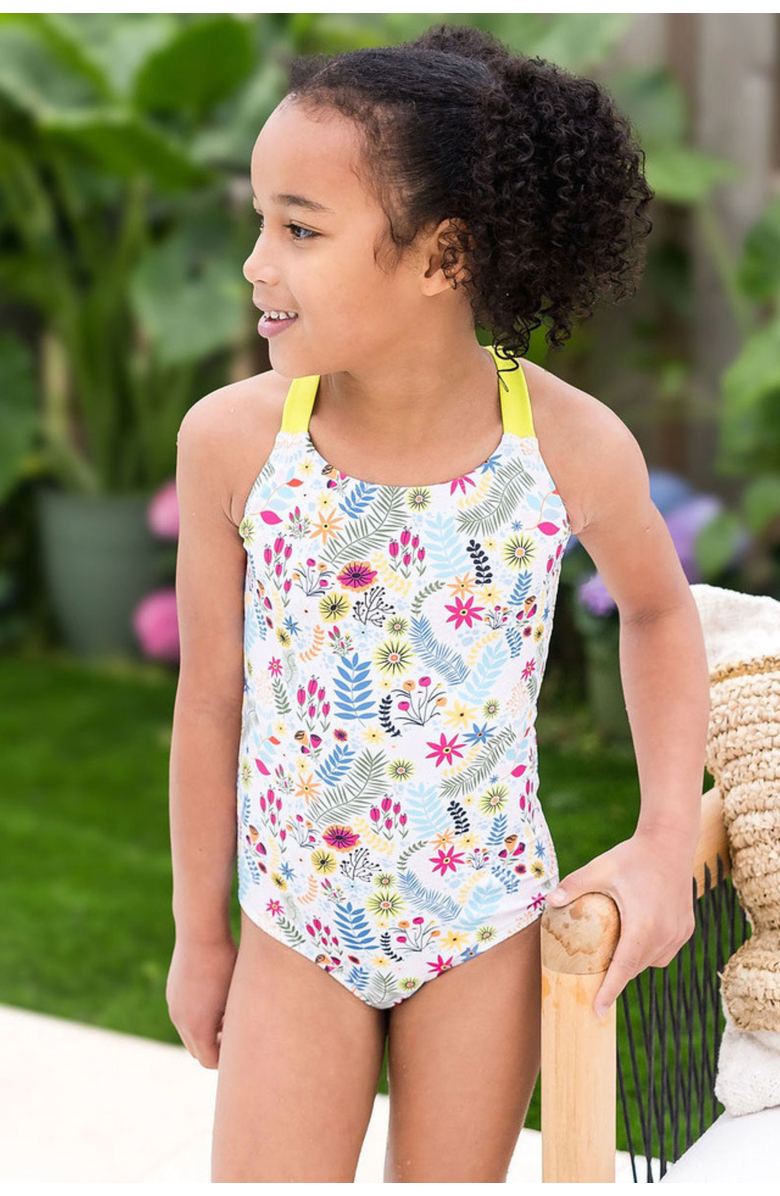 Splash About Girls Bathing Suit, Alternate, color, Jungle Lime