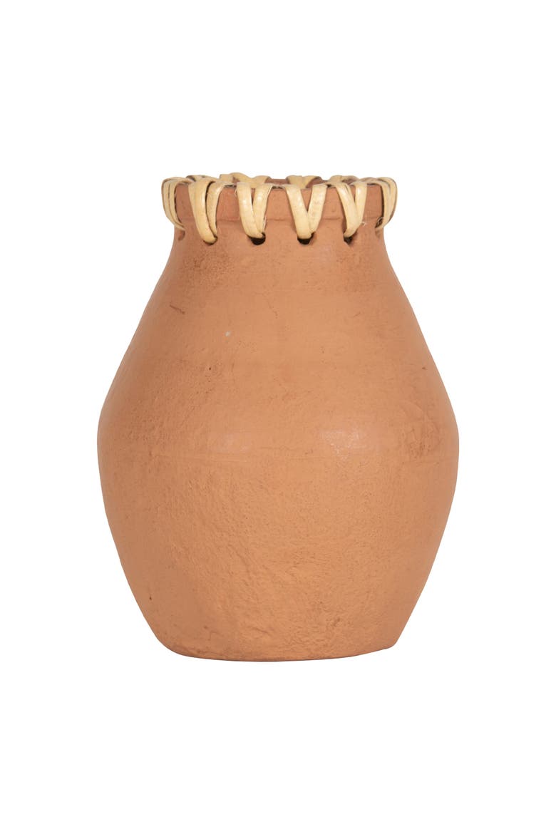 Terracotta & Cane Weave Vase, Main, color, Orange