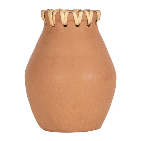 Terracotta & Cane Weave Vase