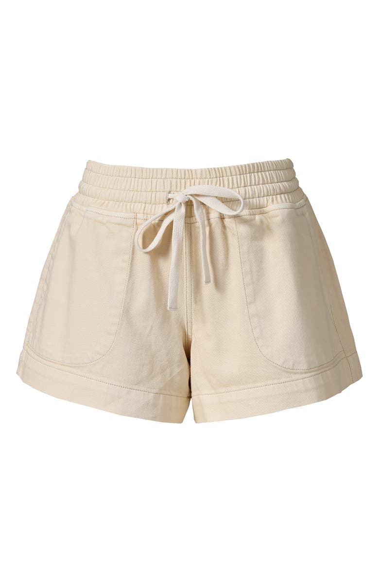 Bayeas High Waist Drawstring Denim Shorts, Alternate, color, Creme Brulee