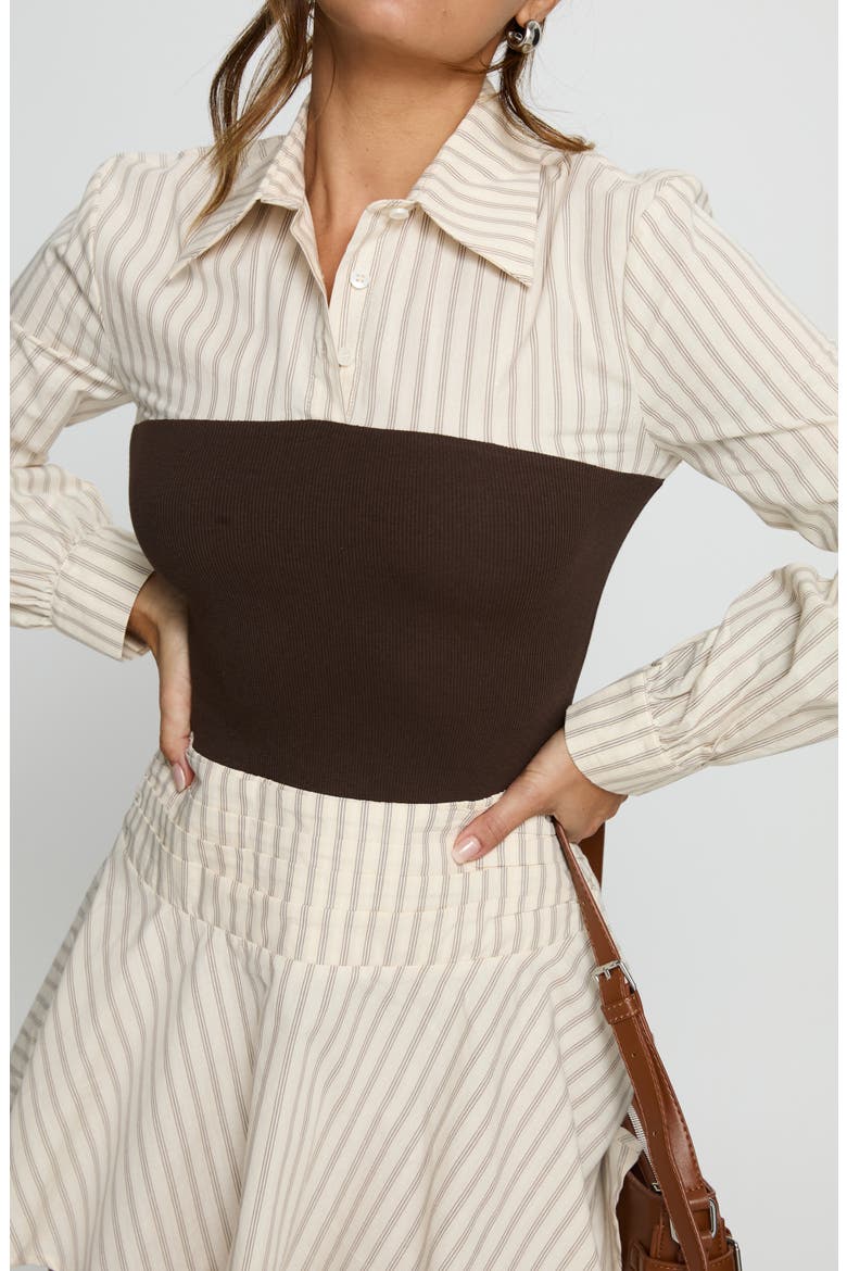 Belva Layered Corset Minidress, Alternate, color, BROWN STRIPE