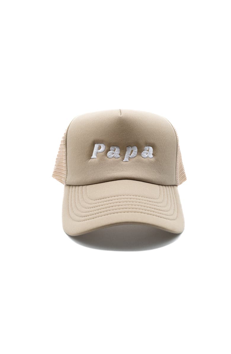 Rey To Z Papa Foam Trucker Hat, Main, color, Khaki