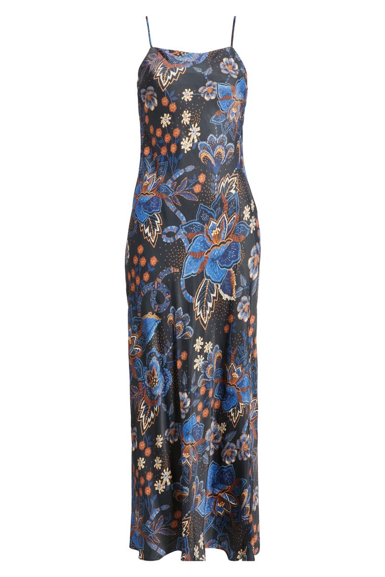Snakes Bouquet Maxi Slip Dress, Alternate, color, BLACK