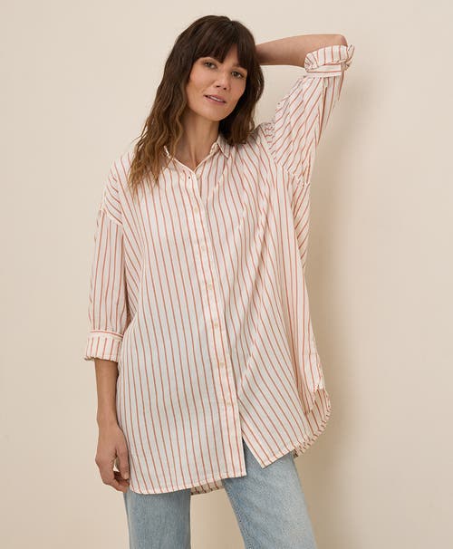Pact Organic Cotton Sunset Lightweight Cotton Oversized Shirt In Zuma Stripe