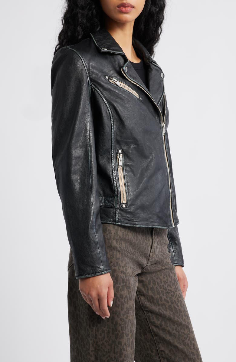 MAURITIUS Sofia Lambskin Moto Jacket, Alternate, color, Black