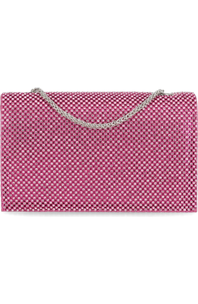 Jessica McClintock Adria Embellished Faux Leather Clutch, Main, color, Fuschia