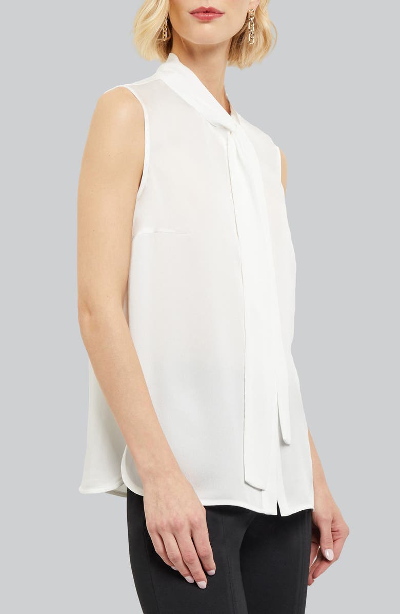 Misook Tie Neck Sleeveless Blouse, Alternate, color, White