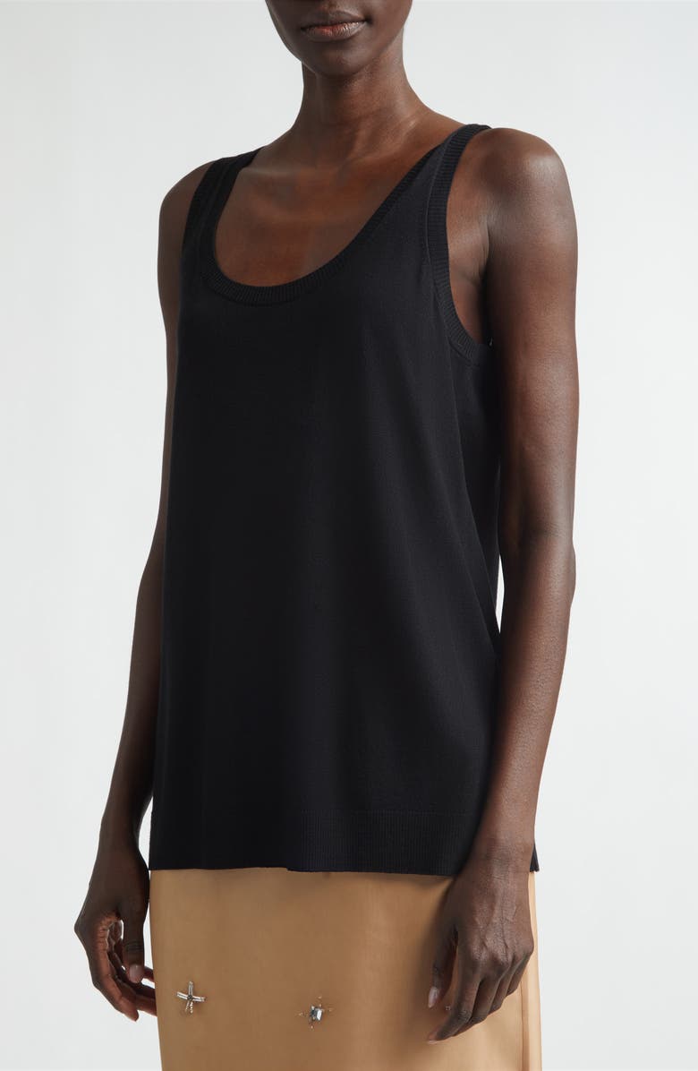Lafayette 148 New York Scoop Neck Merino Wool Sweater Tank, Alternate, color, Black