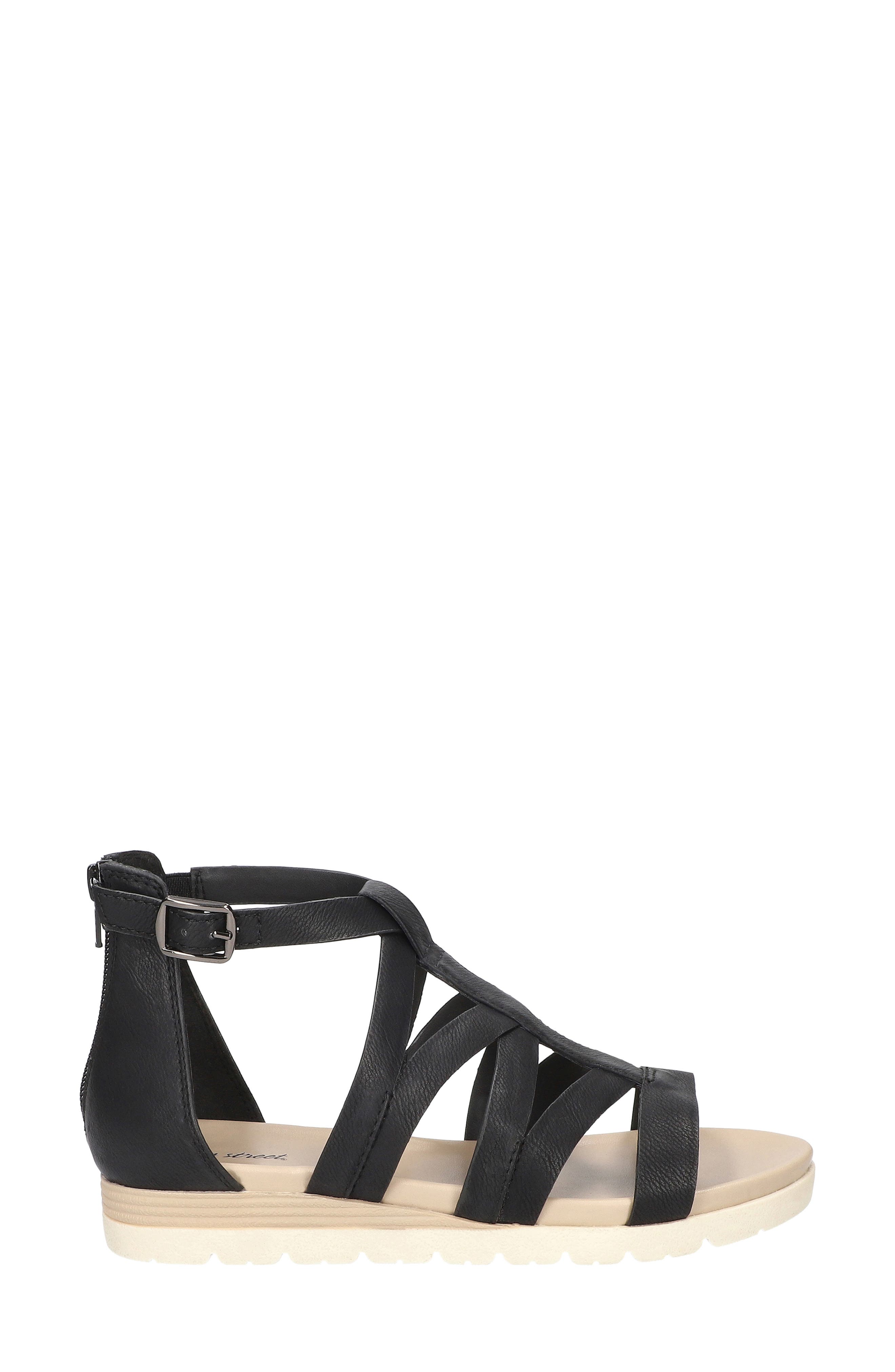 EASY STREET <p>Vila Faux Leather Sandal (Women)</p>, Alternate, color, Black