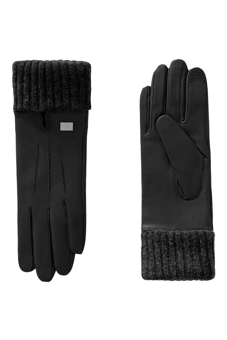 Carmel-L Tech Leather Gloves, Alternate, color, BLACK