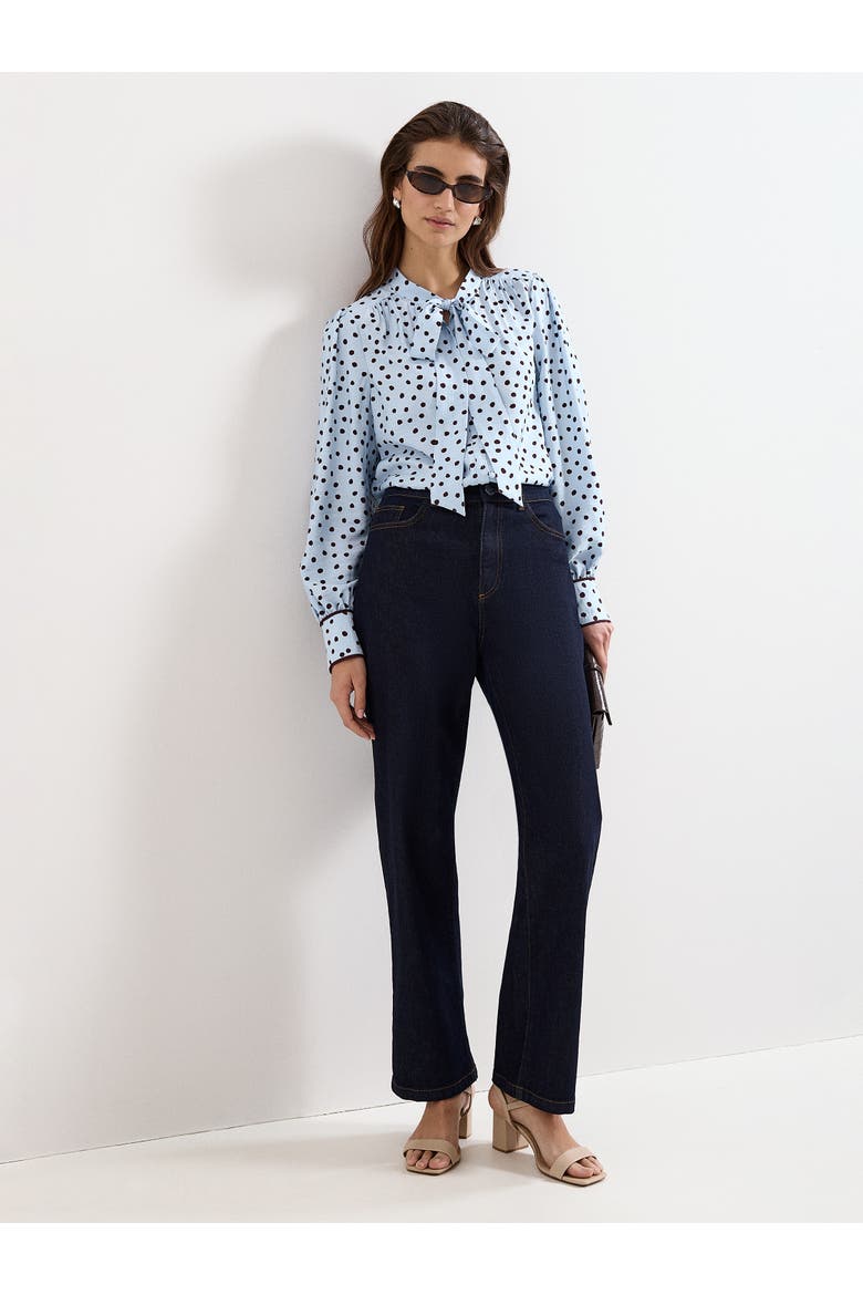 Coco Tie Neck Polka Dot Blouse, Alternate, color, Blue