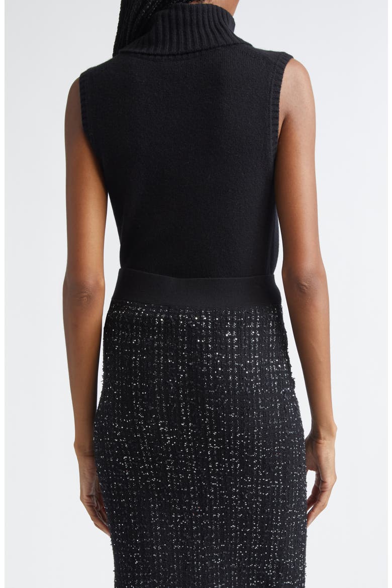Mazzy Sleeveless Cashmere Turtleneck Sweater, Alternate, color, BLACK