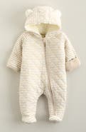 Nordstrom Ear Appliqué Quilted Faux Fur Lined Hooded Bunting
