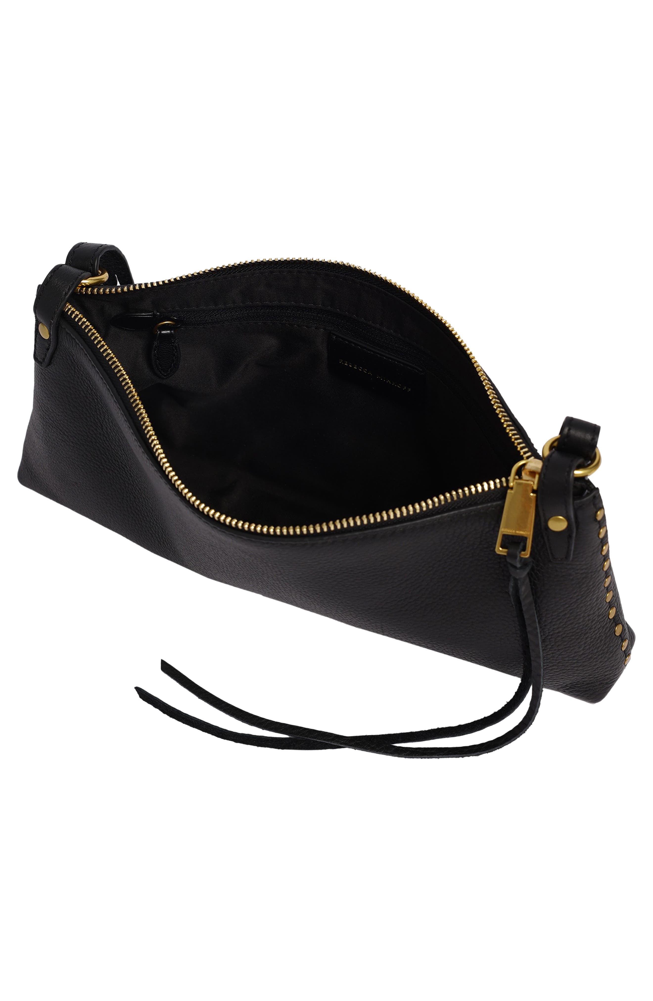 Darren Zip Top Leather Crossbody Bag, Alternate, color, BLACK