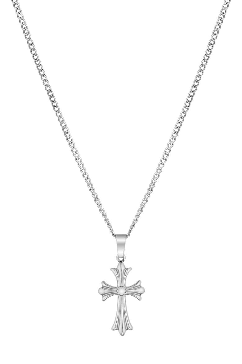 Men's Cross Necklace, Main, color, SILVER