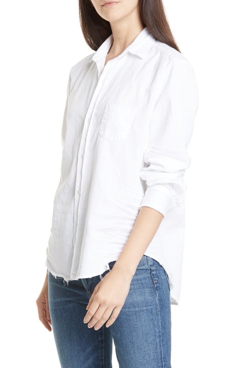 Eileen Relaxed Button-Up Shirt, Main, color, WHITE TATTERED WASH DENIM