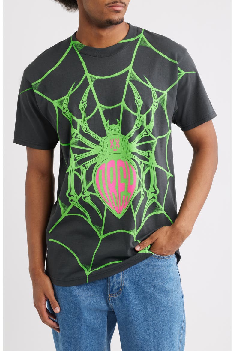 Spider Graphic T-Shirt, Main, color, VINTAGE BLACK