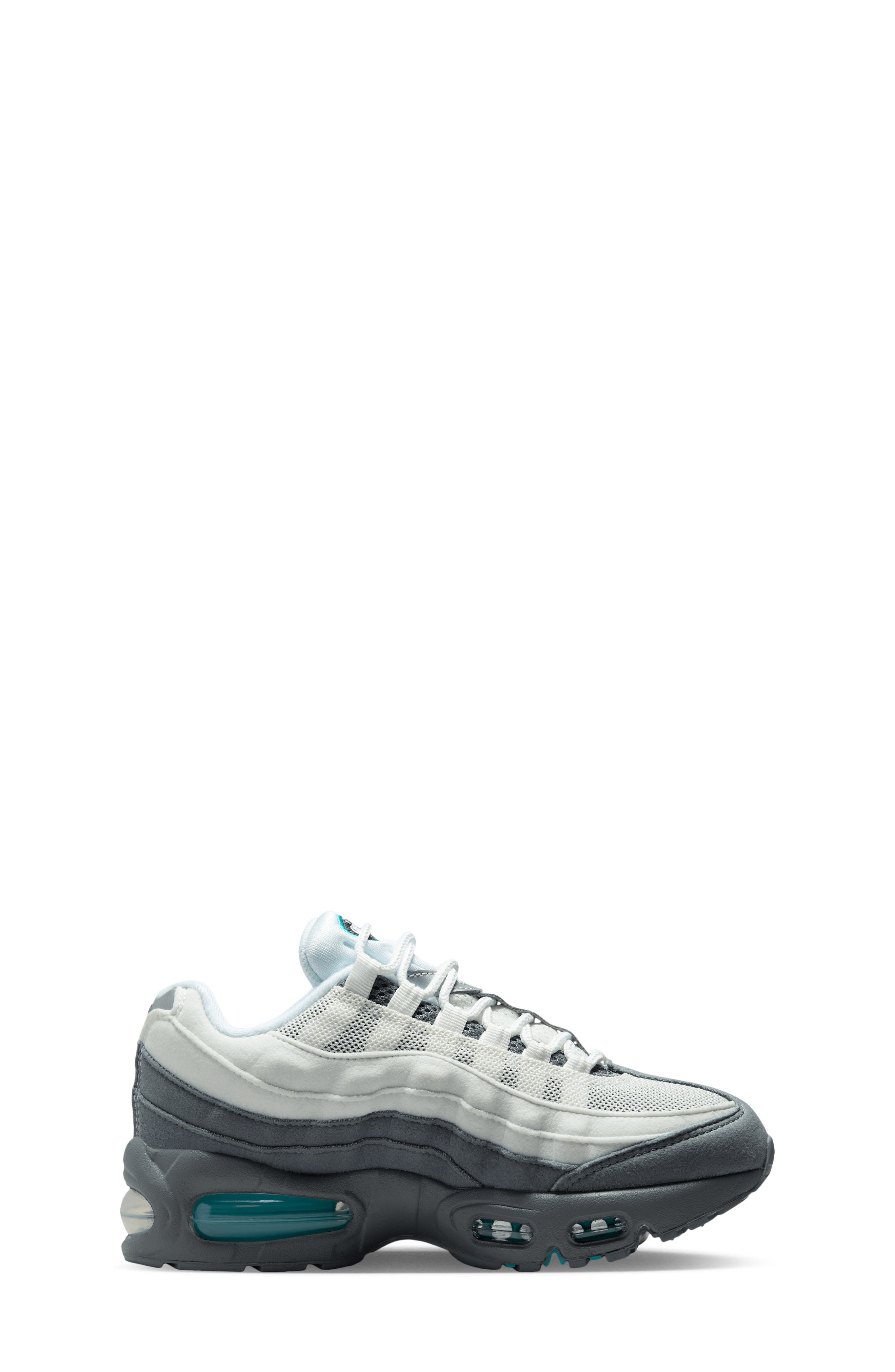 Kids' Air Max 95 Sneaker, Alternate, color, WHITE/GREY/SMOKE/CACTUS