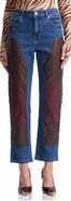 Avec Les Filles Mixed Media Panel Straight Leg Jeans