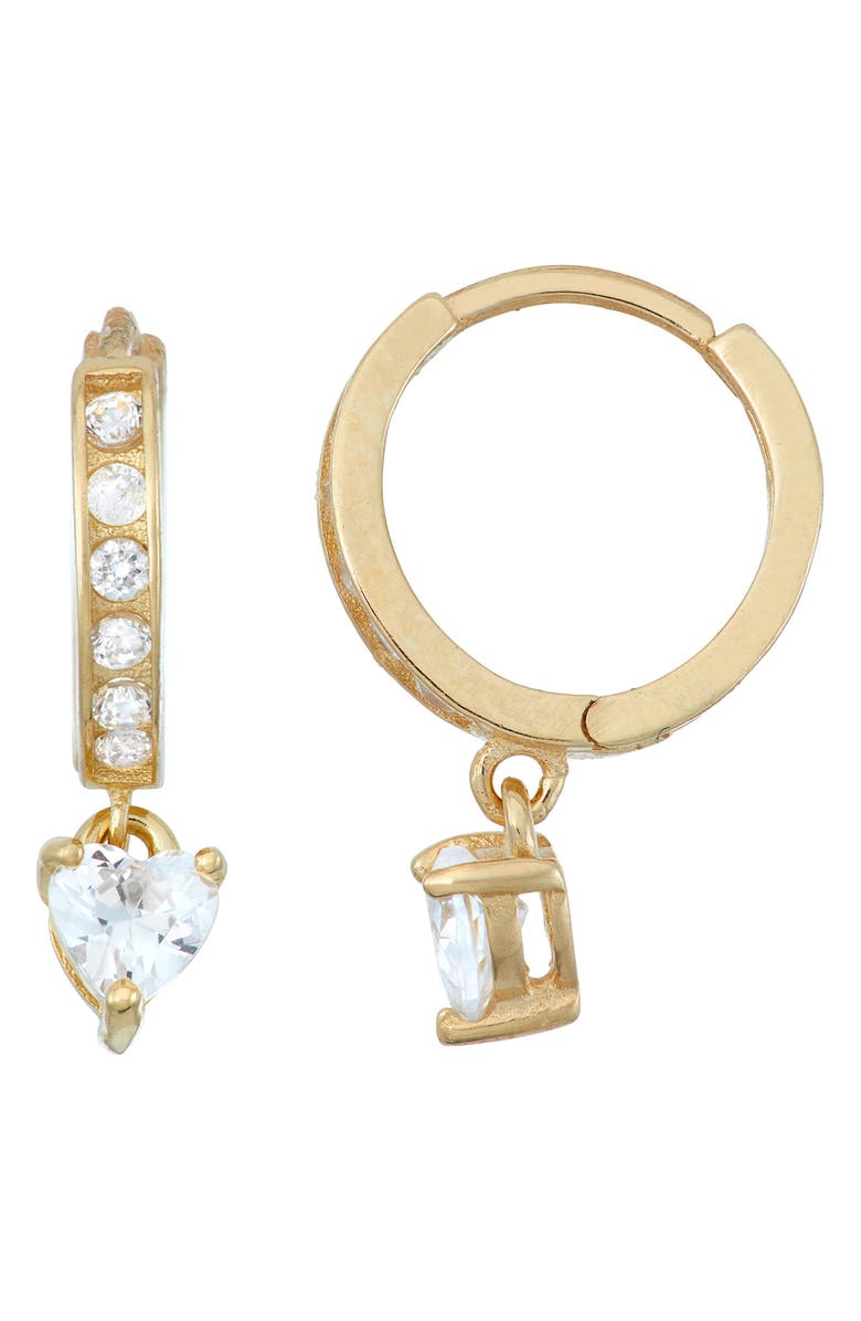 FZN Kids' 14K Gold Over Silver CZ Drop Earrings, Main, color, Yellow