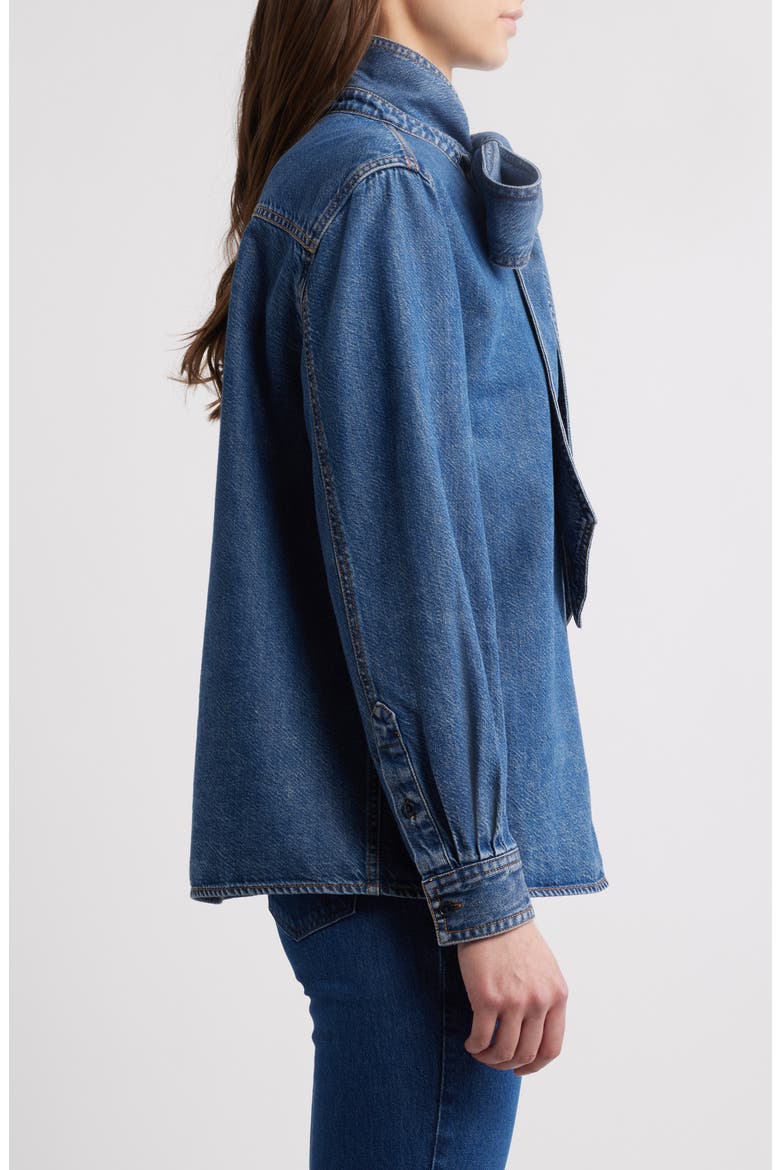 Secretary Cotton Blend Denim Top, Alternate, color, BABYDOLL