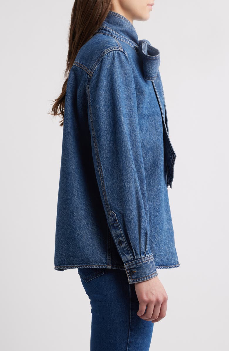 FRAME Secretary Cotton Blend Denim Top, Alternate, color,