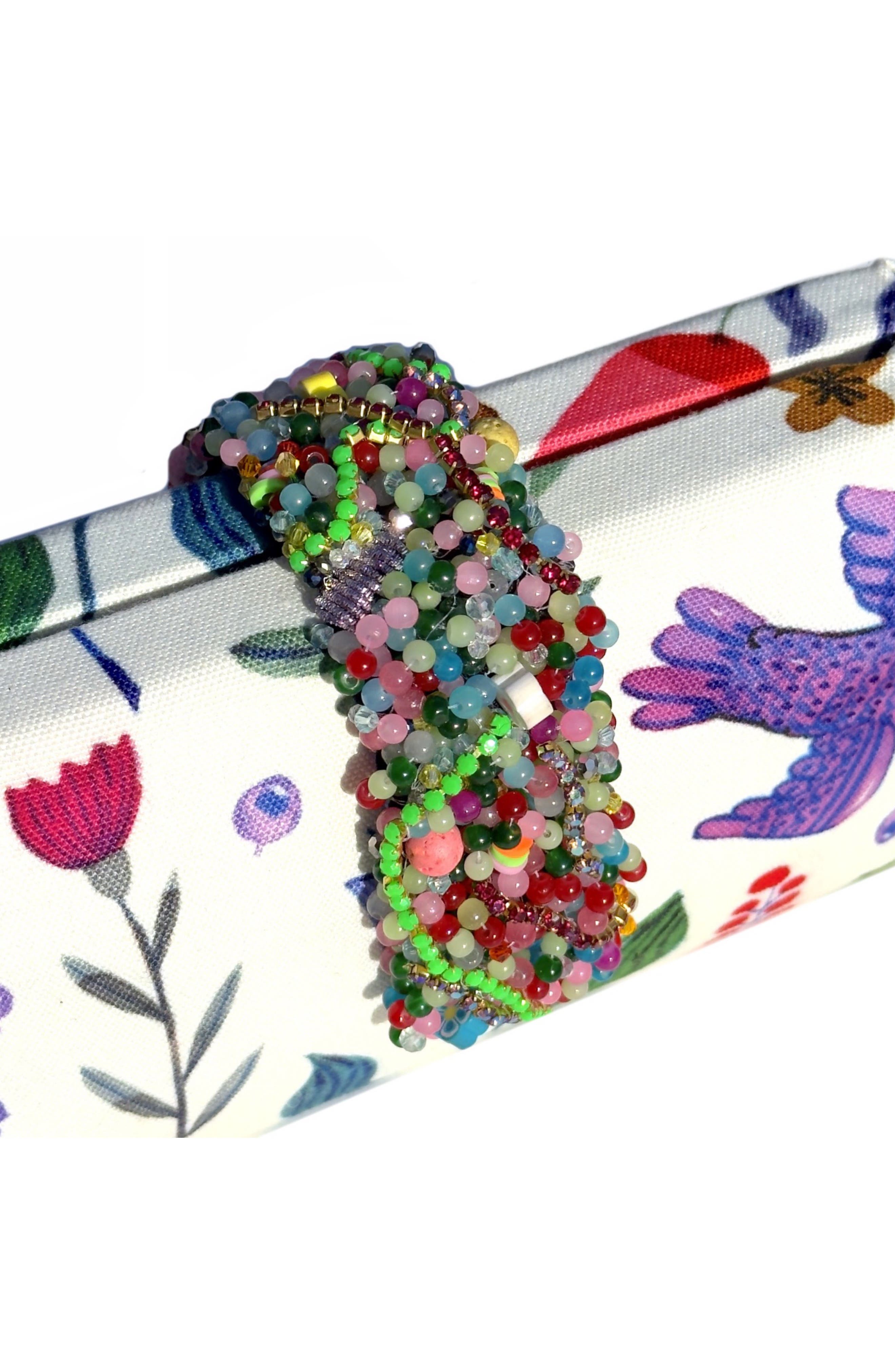 Simitri Garden Party Beaded Fringe Clutch, Alternate, color, Garden Party