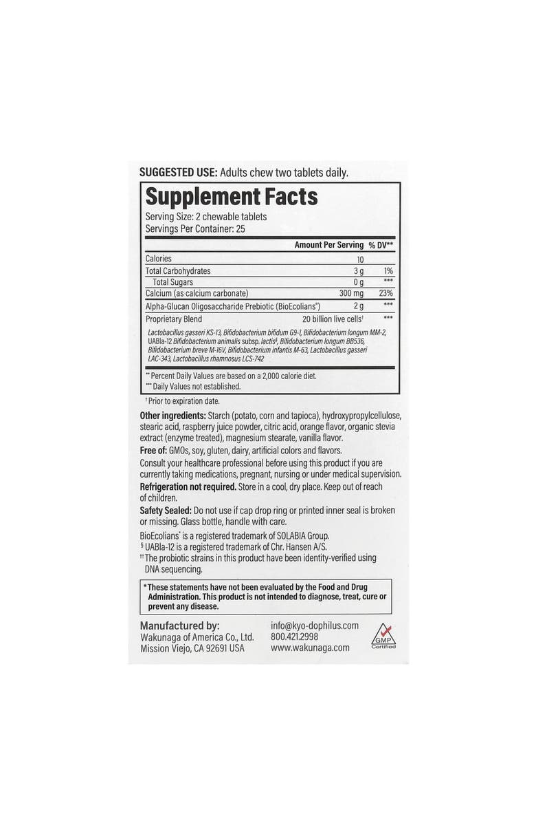 Kyo-Dophilus Pro+ Synbiotic, Intestinal Balance Support, 50 chewable tablets, Alternate, color, NO COLOR