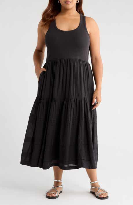 Treasure & Bond Mixed Media Cotton Blend Maxi Dress