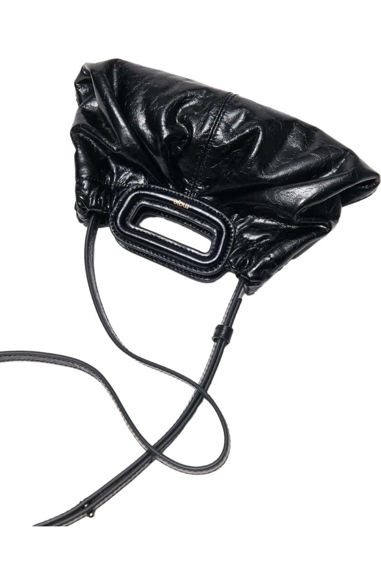 maje Crackled leather mini clutch, Alternate, color, Black