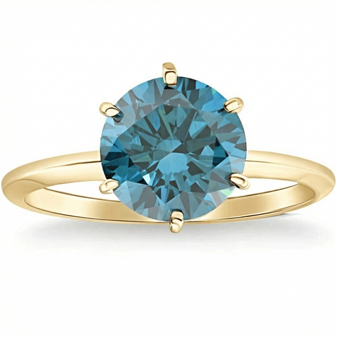 2Ct Blue Diamond Solitaire Engagement Ring in 14k or Gold Lab Grown