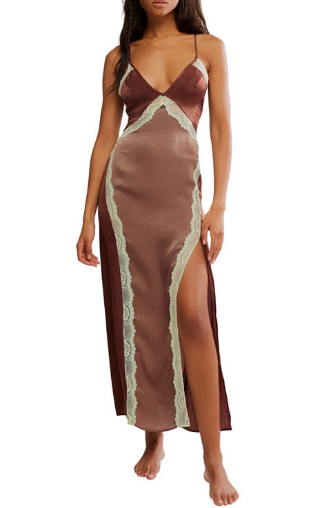 Some Kind of Love Lace Trim Open Back Nightgown