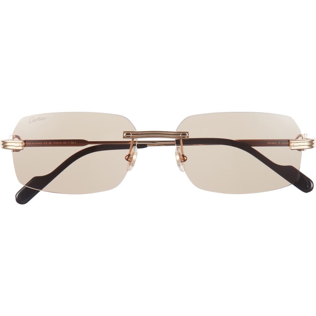 Cartier 59mm Rimless Rectangular Sunglasses In Neutral