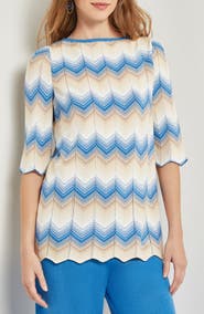 Misook Chevron Pattern Tunic Sweater