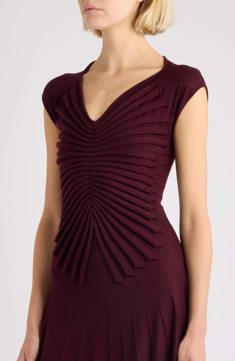 Alaïa Sculpted Virgin Wool Sweater Dress, Alternate, color, Burgundy